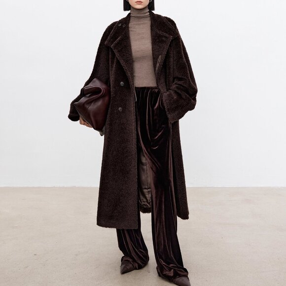 CHICJOC Vintage-Style Convertible Collar Alpaca Wool Coat – Size 36 – Rare Suri - Picture 9 of 16